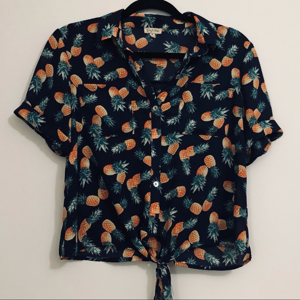 LILY WHITE// pineapple tie front blouse